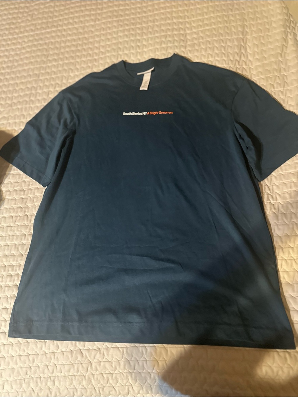 H&M Dark Teal Short Sleeve Graphic Crewneck Tee